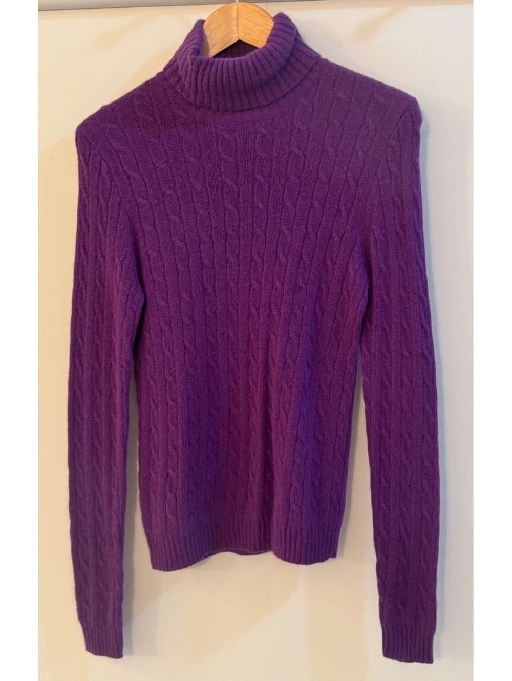 J.Crew Purple Cable Knit Turtleneck Sweater Medium